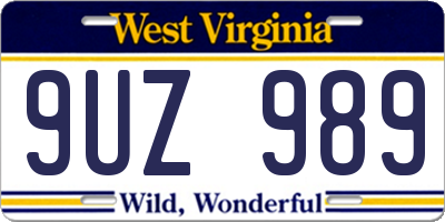 WV license plate 9UZ989
