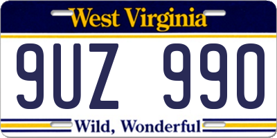 WV license plate 9UZ990