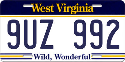 WV license plate 9UZ992