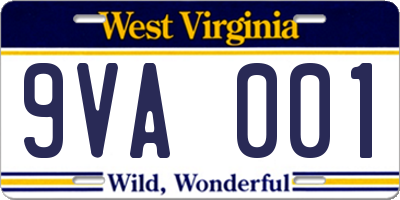 WV license plate 9VA001