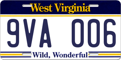 WV license plate 9VA006