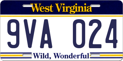 WV license plate 9VA024