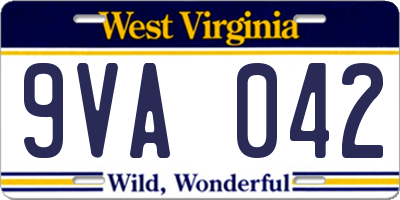 WV license plate 9VA042