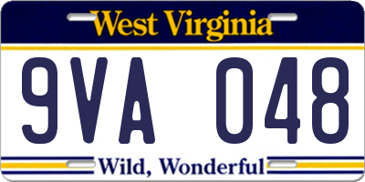 WV license plate 9VA048