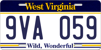WV license plate 9VA059