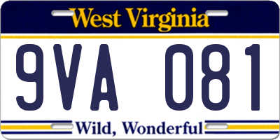 WV license plate 9VA081