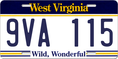 WV license plate 9VA115