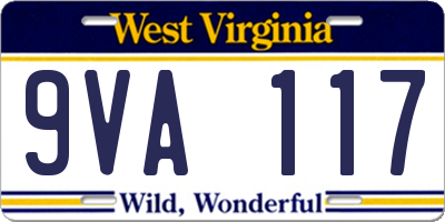 WV license plate 9VA117