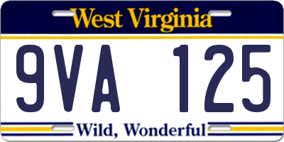 WV license plate 9VA125