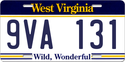 WV license plate 9VA131