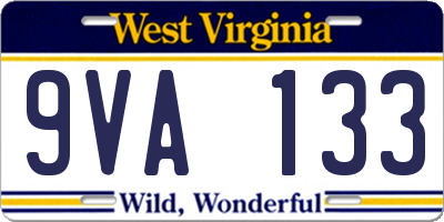 WV license plate 9VA133