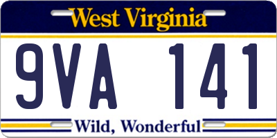 WV license plate 9VA141