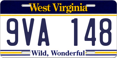 WV license plate 9VA148
