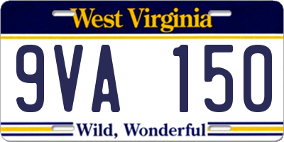 WV license plate 9VA150