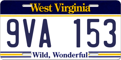 WV license plate 9VA153