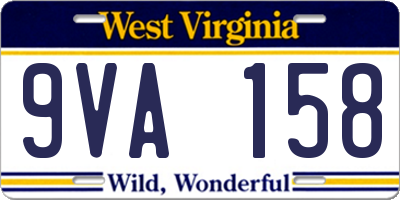 WV license plate 9VA158
