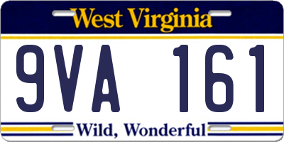 WV license plate 9VA161