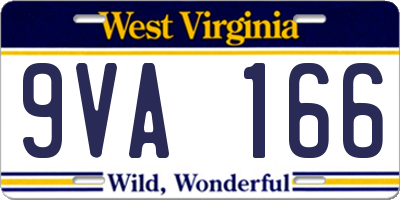 WV license plate 9VA166