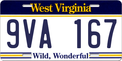 WV license plate 9VA167