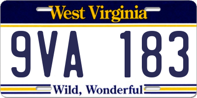 WV license plate 9VA183
