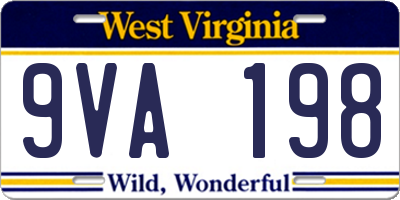 WV license plate 9VA198