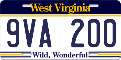 WV license plate 9VA200