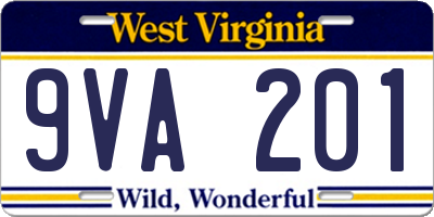 WV license plate 9VA201