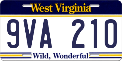 WV license plate 9VA210