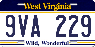 WV license plate 9VA229