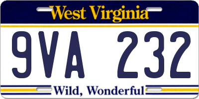 WV license plate 9VA232