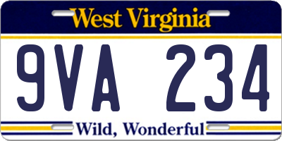 WV license plate 9VA234