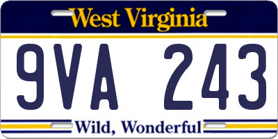 WV license plate 9VA243
