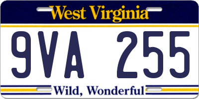 WV license plate 9VA255
