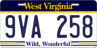 WV license plate 9VA258