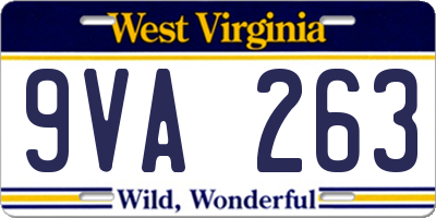 WV license plate 9VA263
