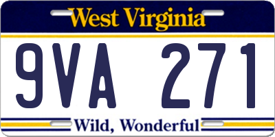 WV license plate 9VA271