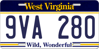 WV license plate 9VA280