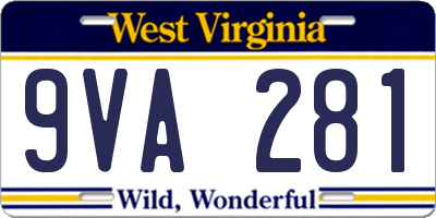 WV license plate 9VA281
