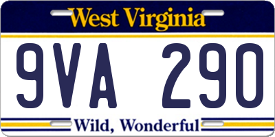 WV license plate 9VA290