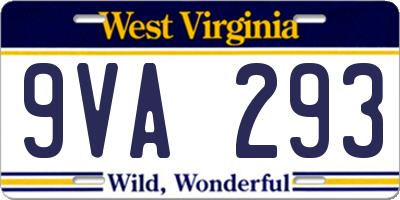 WV license plate 9VA293