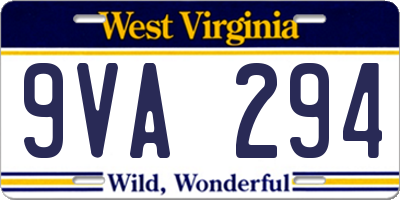 WV license plate 9VA294