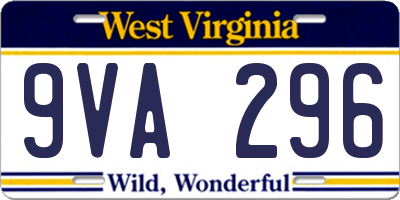 WV license plate 9VA296