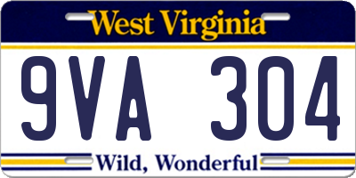 WV license plate 9VA304