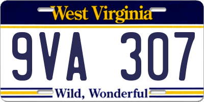 WV license plate 9VA307