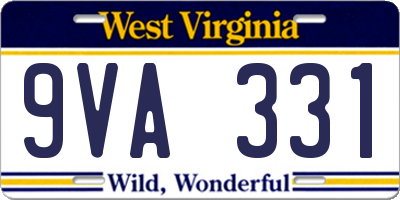 WV license plate 9VA331