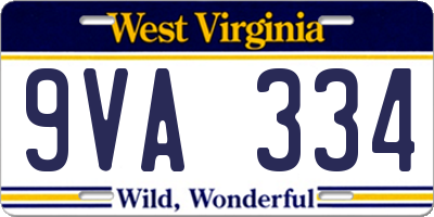 WV license plate 9VA334