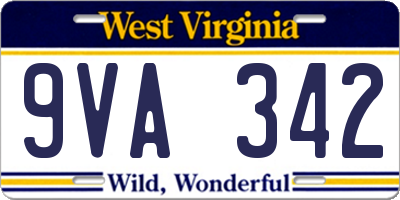 WV license plate 9VA342