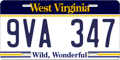 WV license plate 9VA347