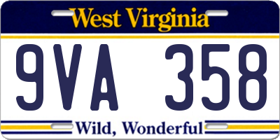 WV license plate 9VA358