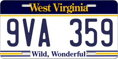 WV license plate 9VA359